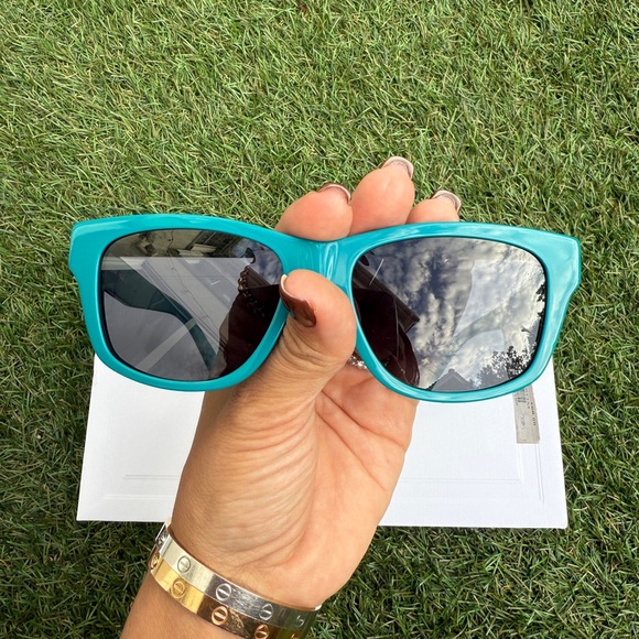 Celine MONOCHROMS 55mm Square Shiny Turquoise Smoke Green Sunglasses CL40249U - Picture 2 of 12